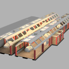 2 Tunnelröhren mit 2 Abschnitten ohne abgehängte Decke