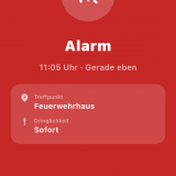Alarmierungsscreen für Einsatzkräfte
