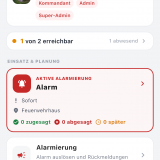 Hauptmenü mit ausgelöster Alarmierung als Führungskraft